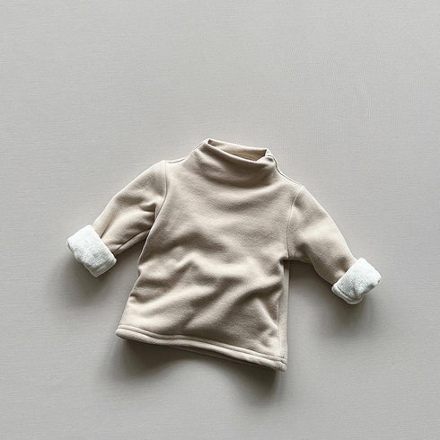 Children's Velvet Backing Shirt Half High Neck Thickened Warm Joker Top